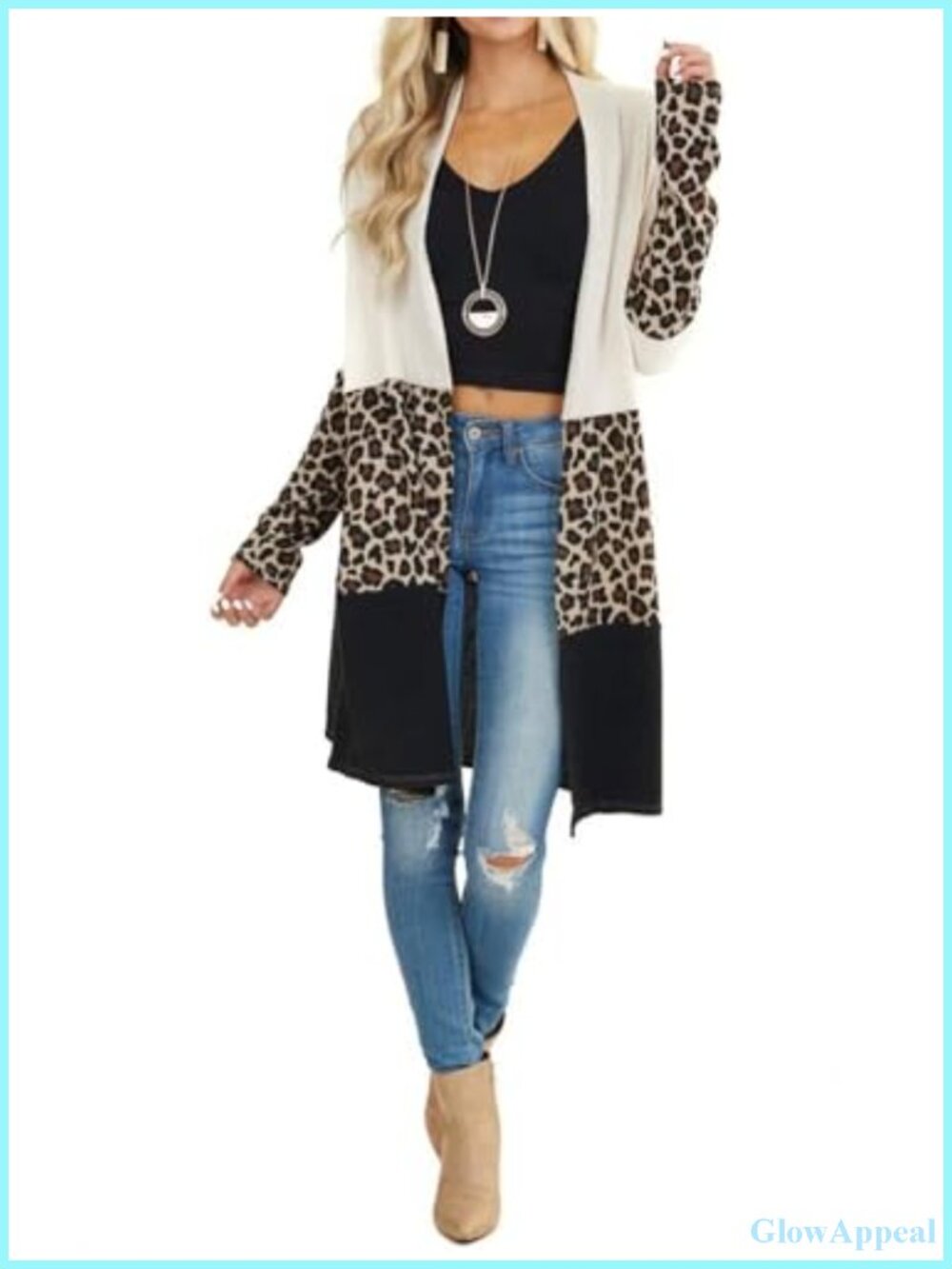 Women's Long Open Front Cardigan Kimono Knit Sweater with Pockets Plaid
